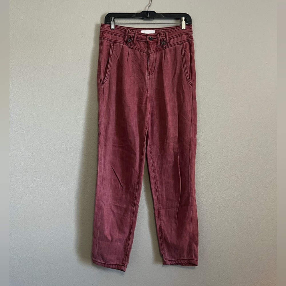 By Anthropologie High Rise Pleated Soft Pants washed brick‎ red size 26
